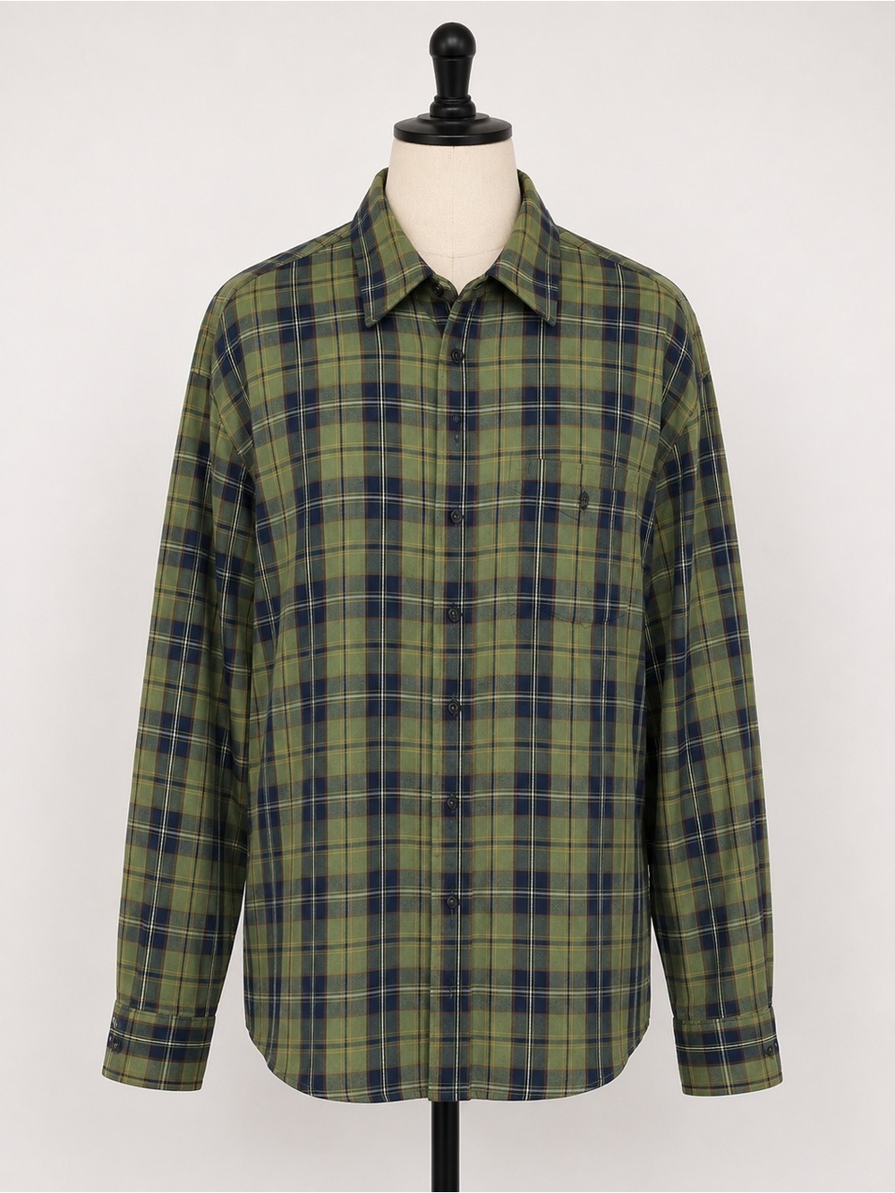 Arrow Olive & Navy Plaid Long-Sleeve Button-Down Shirt
